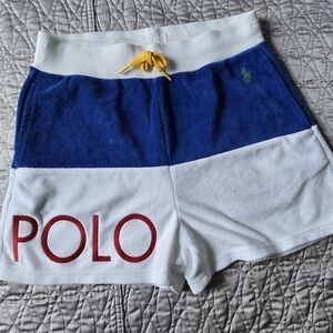 Polo by Ralph Lauren Women's Blue and White Colorblock Shorts